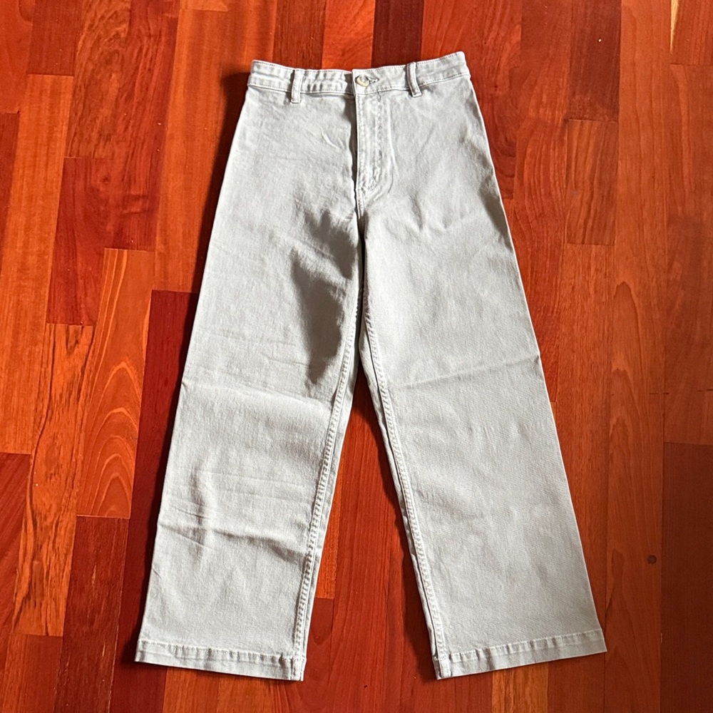 H&M Light Gray Denim Wide High Waist Pants